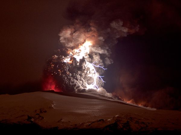 iceland volcano lightning. Show at Iceland Volcano